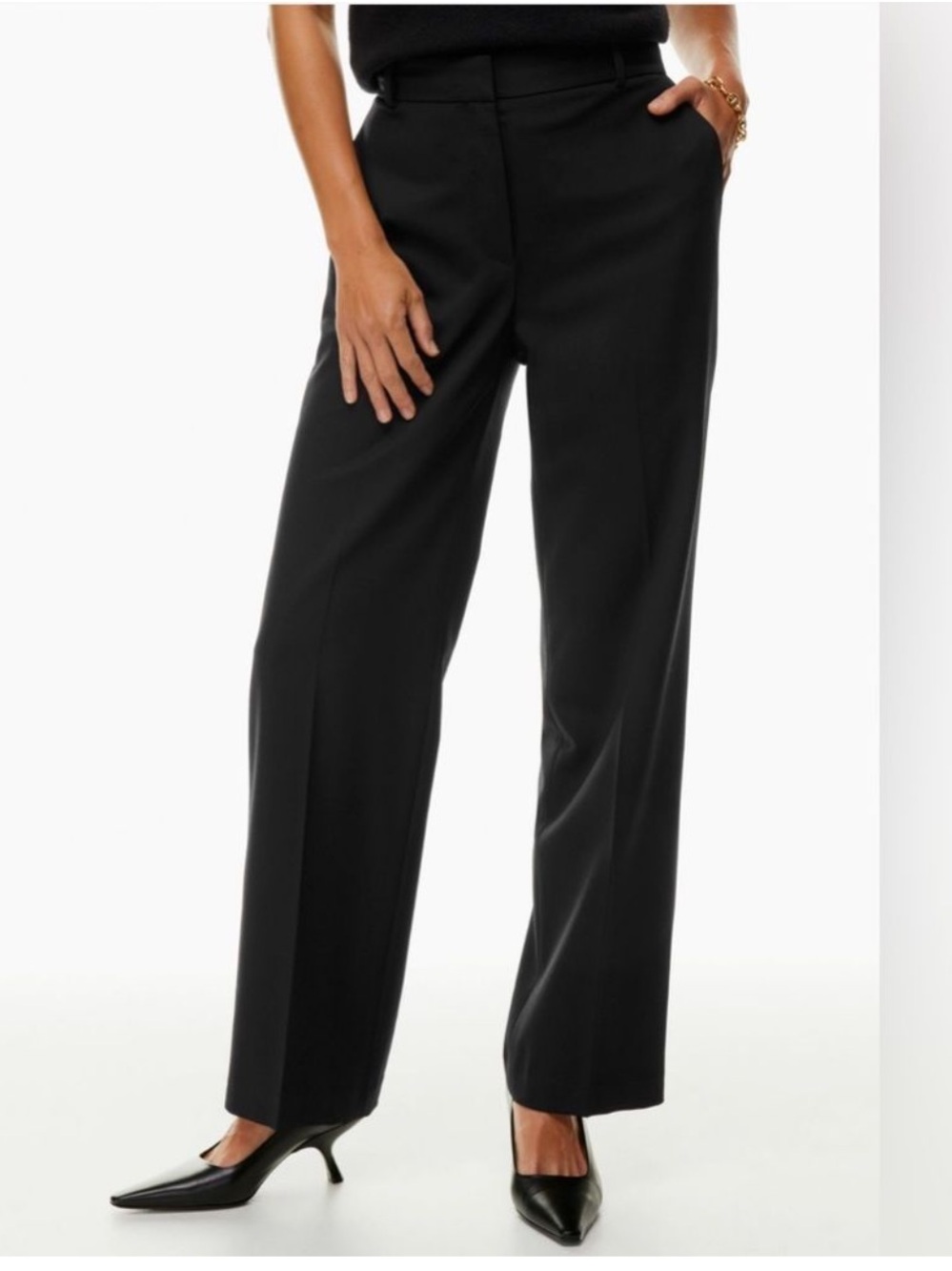 NWT Aritzia Babaton The Agency Wide Leg Black High Waist Trouser Dress Pants 6